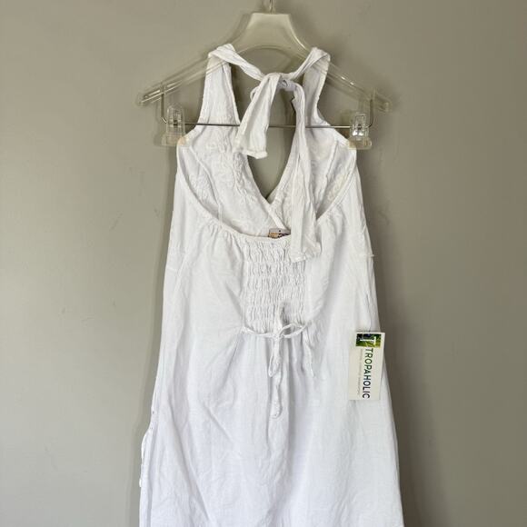 Giocam Halter Embroidered Asymm Smocked Babydoll Midi Sundress Beach M Y2K New - Picture 4 of 6